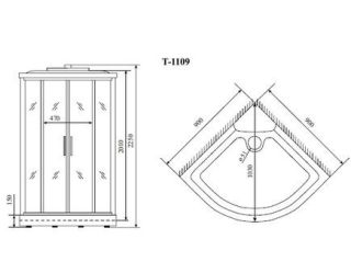 Душевая кабина Timo Standart T-6609SF Silver Fabric 90x90см